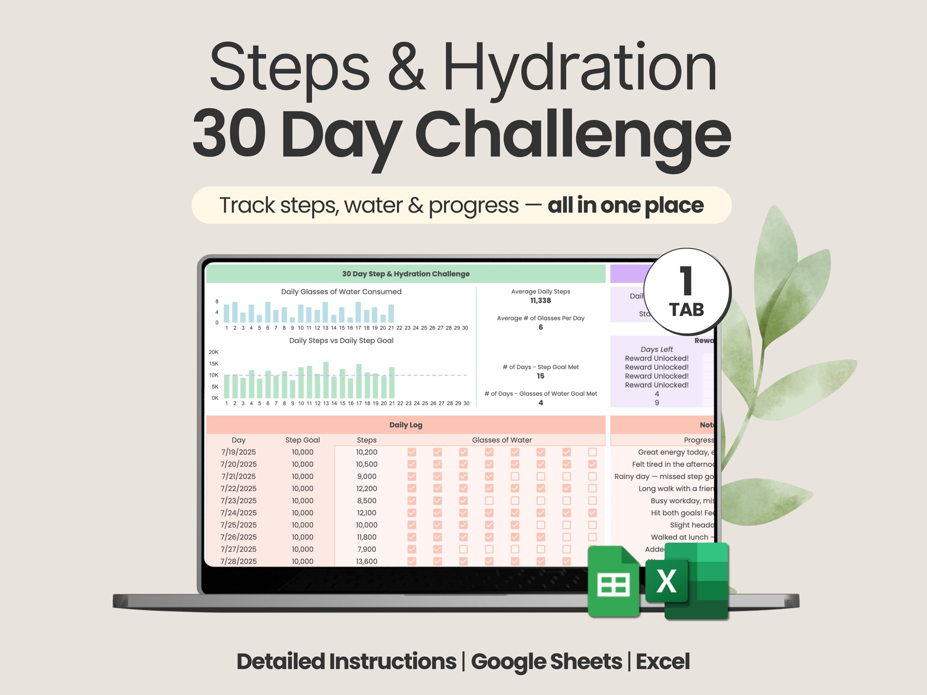 Steps & Hydration 30 Day Challenge